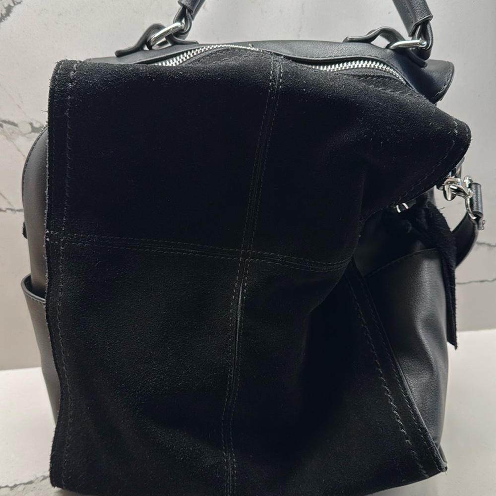 Like new vegan leather black handbag with two option handles by Moda Luxe